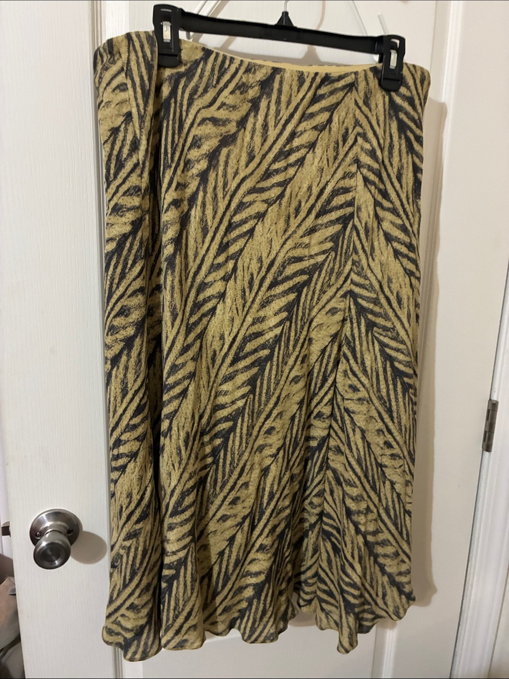 Lauren Ralph Lauren Tangiers Silk Linen Skirt gold black Midi skirt